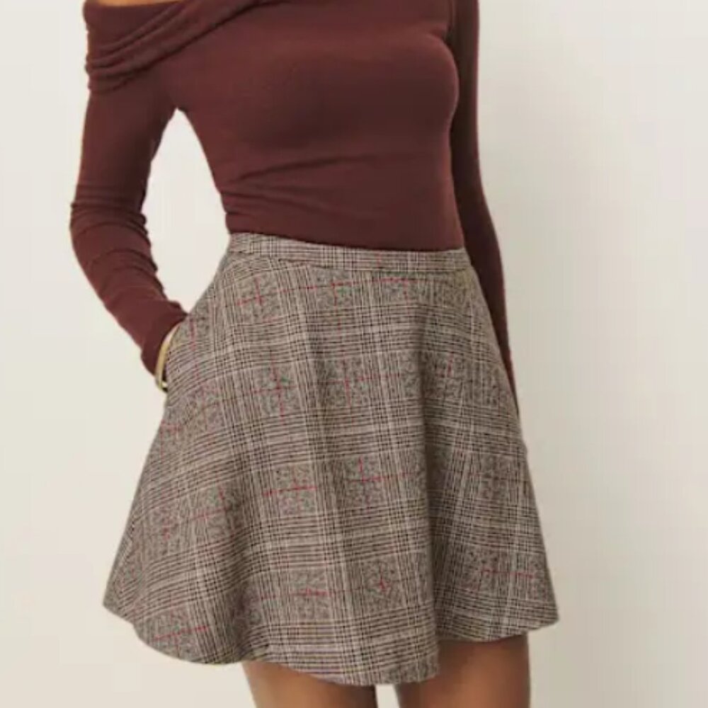 Reformation Hanna Mini Skirt Rae Check Size 2